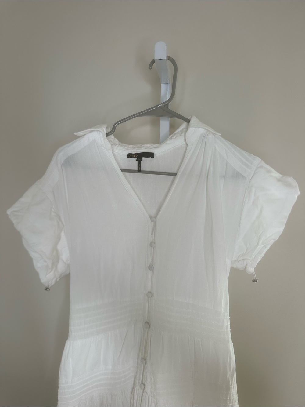 Maje White Eyelet-Tiered Maxi Dress - Picture 4 of 7